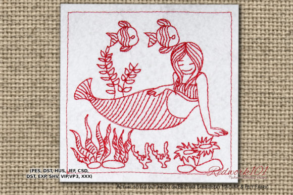 Mermaid with Fishes Lineart Review