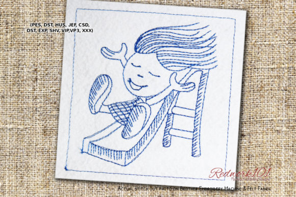 Review: Girl Sliding Playground Redwork for Gifts